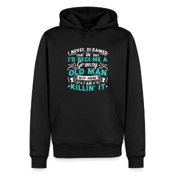 Grand-père grand-père disant humour devenir un vieil homme - Sweat à capuche Premium bio Homme - noir - Devant - Nico (187cm)