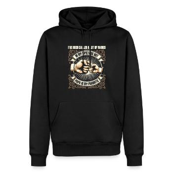 Idée de cadeau papa père fils appelé beaucoup de noms - Sweat à capuche Premium bio Homme - noir - Devant - Nico (187cm)