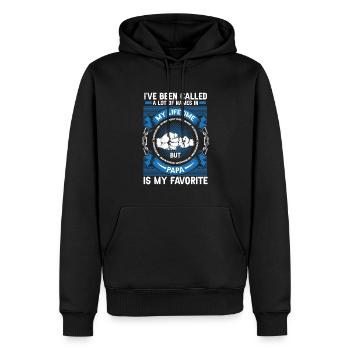 Idée de cadeau papa père fils appelé beaucoup de noms - Sweat à capuche Premium bio Homme - noir - Devant - Nico (187cm)
