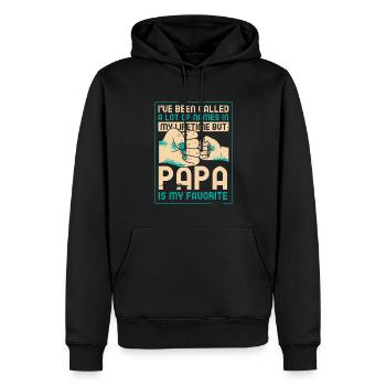 Idée de cadeau papa père fils appelé beaucoup de noms - Sweat à capuche Premium bio Homme - noir - Devant - Nico (187cm)