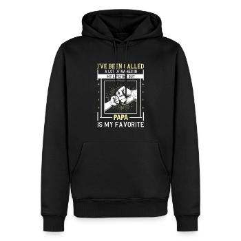 Idée de cadeau papa père fils appelé beaucoup de noms - Sweat à capuche Premium bio Homme - noir - Devant - Nico (187cm)