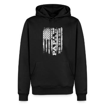 Papa Opa Spruch Papaw The Man The Myth The Legend - Männer Premium Bio Hoodie - Schwarz - Vorne - Nico (187cm)