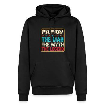 Papa Grand-père Idée Cadeau Papaw Dire Humour Père - Sweat à capuche Premium bio Homme - noir - Devant - Nico (187cm)