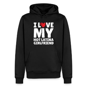 Paare Liebe Herz Freund Geschenkidee Beziehung - Männer Premium Bio Hoodie - Schwarz - Vorne - Nico (187cm)