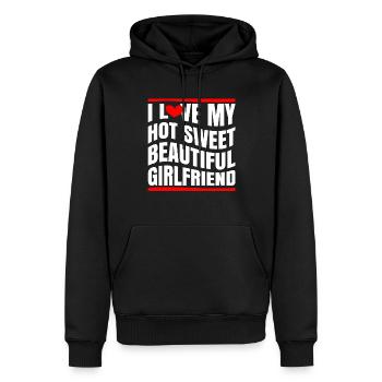 Paare Liebe Herz Freund Geschenkidee Beziehung - Männer Premium Bio Hoodie - Schwarz - Vorne - Nico (187cm)