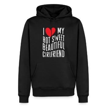 Paare Liebe Herz Freund Geschenkidee Beziehung - Männer Premium Bio Hoodie - Schwarz - Vorne - Nico (187cm)
