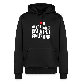 Paare Liebe Herz Freund Geschenkidee Beziehung - Männer Premium Bio Hoodie - Schwarz - Vorne - Nico (187cm)
