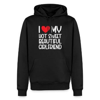 Paare Liebe Herz Freund Geschenkidee Beziehung - Männer Premium Bio Hoodie - Schwarz - Vorne - Nico (187cm)