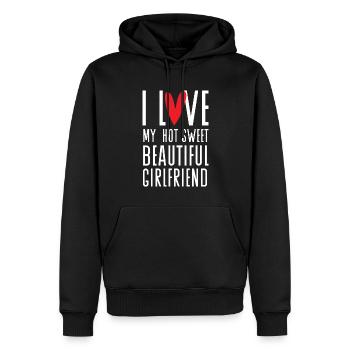 Paare Liebe Herz Freund Geschenkidee Beziehung - Männer Premium Bio Hoodie - Schwarz - Vorne - Nico (187cm)