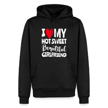 Paare Liebe Herz Freund Geschenkidee Beziehung - Männer Premium Bio Hoodie - Schwarz - Vorne - Nico (187cm)