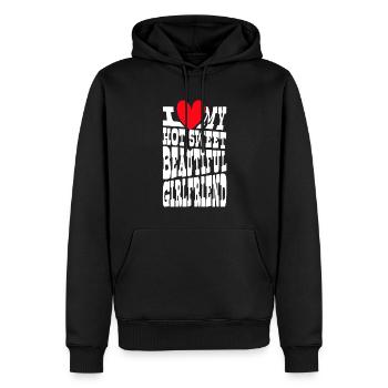 Paare Liebe Herz Freund Geschenkidee Beziehung - Männer Premium Bio Hoodie - Schwarz - Vorne - Nico (187cm)