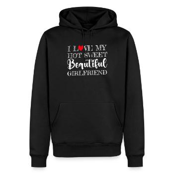 Paare Liebe Herz Freund Geschenkidee Beziehung - Männer Premium Bio Hoodie - Schwarz - Vorne - Nico (187cm)