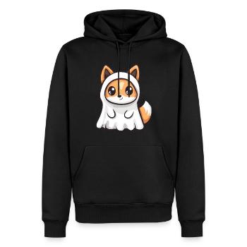 renard Halloween bande dessinée fantôme - Sweat à capuche Premium bio Homme - noir - Devant - Nico (187cm)