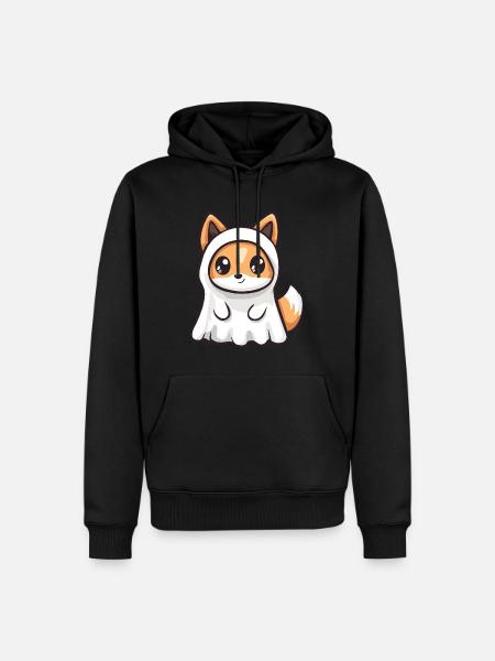 Fox Halloween Comic Ghost - Men’s Premium Organic Hoodie - black