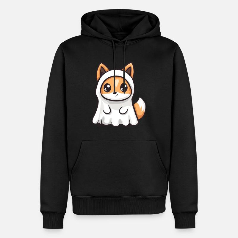 Fox Halloween Comic Ghost - Men’s Premium Organic Hoodie - black