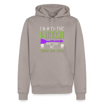 Halloween Hommes Costume Humour Drôle Dire Tenue - Sweat à capuche Premium bio Homme - taupe - Devant - Nico (187cm)