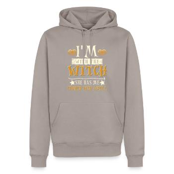 Halloween Hommes Costume Humour Drôle Dire Tenue - Sweat à capuche Premium bio Homme - taupe - Devant - Nico (187cm)