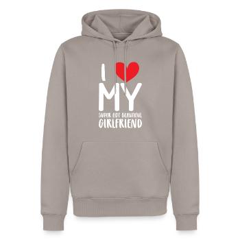 Ich Liebe Meine Freundin Paare Freund Geschenkidee - Männer Premium Bio Hoodie - Taupe - Vorne - Nico (187cm)