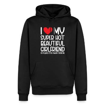 Ich Liebe Meine Freundin Paare Freund Geschenkidee - Männer Premium Bio Hoodie - Schwarz - Vorne - Nico (187cm)