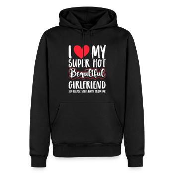 I Love My Girlfriend Couples Boyfriend Gift Idea - Men’s Premium Organic Hoodie - black - Front - Nico (187cm)