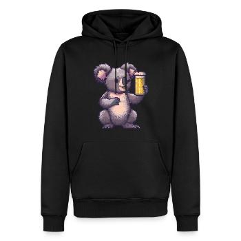 Bière Koala Pixel - Sweat à capuche Premium bio Homme - noir - Devant - Nico (187cm)