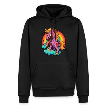 Bloody Zombie Unicorn Comic Style - Men’s Premium Organic Hoodie - black - Front - Nico (187cm)