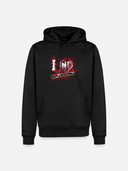 I Love Wrestling - Männer Premium Bio Hoodie - Schwarz