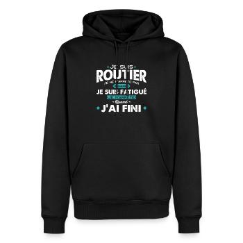 Je suis routier cadeau - Sweat à capuche Premium bio Homme - noir - Devant - Nico (187cm)