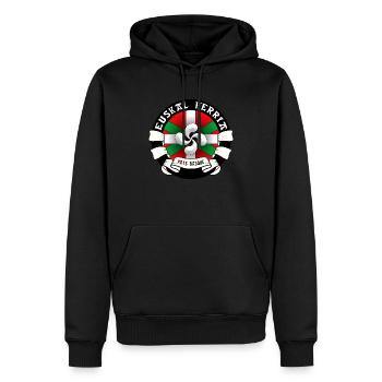 euskal herria - pays basque 52 - Sweat à capuche Premium bio Homme - noir - Devant - Nico (187cm)