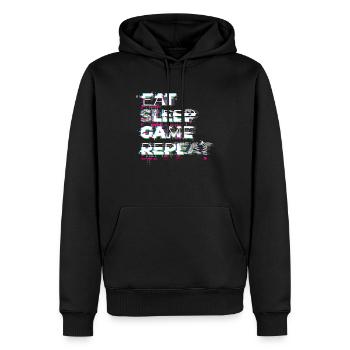 Eat Sleep Game Repeat - Nerd Shirt - Sweat à capuche Premium bio Homme - noir - Devant - Nico (187cm)