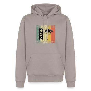 Klasseentreffe 2023 - Männer Premium Bio Hoodie - Taupe - Vorne - Nico (187cm)