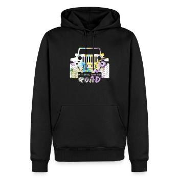 Jeep - Männer Premium Bio Hoodie - Schwarz - Vorne - Nico (187cm)