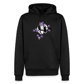 Katzen bei Vollmond im blühenden Kirschbaum - Männer Premium Bio Hoodie - Schwarz - Vorne - Nico (187cm)