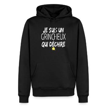 je suis un grincheux qui déchire - Sweat à capuche Premium bio Homme - noir - Devant - Nico (187cm)