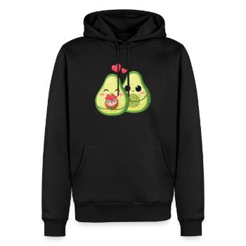 Avocado Trend 2021 - Love Love Couple - Felpa con cappuccio ecologica premium da uomo - nero - Fronte - Nico (187cm)