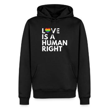 Regenbogen, LGBT, Rainbow, Gay Pride, Love - Männer Premium Bio Hoodie - Schwarz - Vorne - Nico (187cm)
