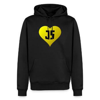 JavaScript-Herz - Männer Premium Bio Hoodie - Schwarz - Vorne - Nico (187cm)