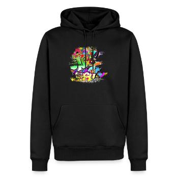 Graffiti - Männer Premium Bio Hoodie - Schwarz - Vorne - Nico (187cm)