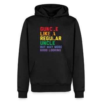 Guncle Regenbogenfahne Pride Monat Geschenk - Männer Premium Bio Hoodie - Schwarz - Vorne - Nico (187cm)