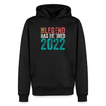 The legend is retired, retired - Men’s Premium Organic Hoodie - black - Front - Nico (187cm)