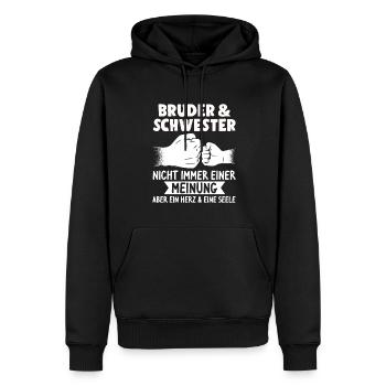 Schwester Bruder Geschenk - Männer Premium Bio Hoodie - Schwarz - Vorne - Nico (187cm)