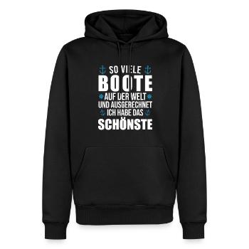 Motorboot Bootsfahrten Bootsfahrer Geschenk - Männer Premium Bio Hoodie - Schwarz - Vorne - Nico (187cm)