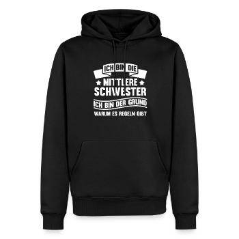 Mittlere Schwester Geschwister Schwester Geschenk - Männer Premium Bio Hoodie - Schwarz - Vorne - Nico (187cm)