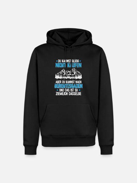 Watzmann Gipfel Berchtesgaden Glück Wandern - Männer Premium Bio Hoodie - Schwarz