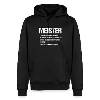 Meister Definition Handwerksmeister Geschenk - Männer Premium Bio Hoodie - Schwarz - Vorne - Nico (187cm)
