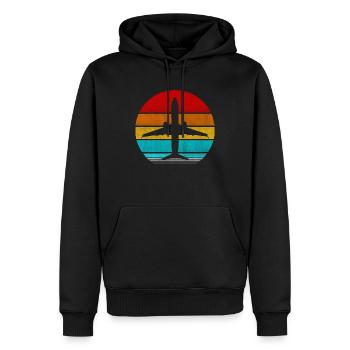 Flugzeug - Männer Premium Bio Hoodie - Schwarz - Vorne - Nico (187cm)