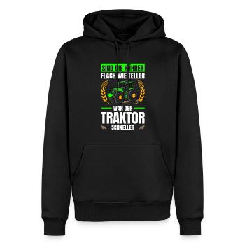 Landwirtschaft Flach Wie Teller Traktor Trecker - Männer Premium Bio Hoodie - Schwarz - Vorne - Nico (187cm)