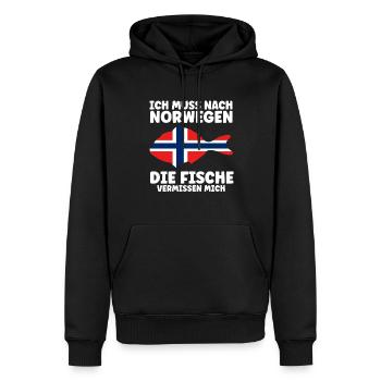 Norwegen Angeln Angler Geschenk - Männer Premium Bio Hoodie - Schwarz - Vorne - Nico (187cm)