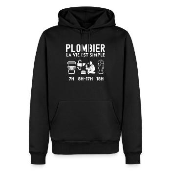 Plombier café bière 2 - Sweat à capuche Premium bio Homme - noir - Devant - Nico (187cm)