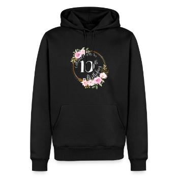 10e anniversaire de la fille - Sweat à capuche Premium bio Homme - noir - Devant - Nico (187cm)